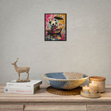 Load image into Gallery viewer, Panda in Boat Art Poster — Cute Colorful Rainy-Day Illustration (Rolled Poster)
