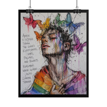 Load image into Gallery viewer, "Whose Glasses" Pride Art | Sketch Style Fluttering Butterflies Portrait Poster
