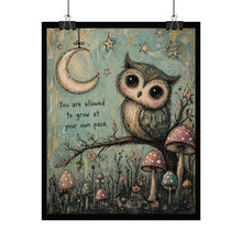 Load image into Gallery viewer, Owl Wall Poster — "You Are Allowed to Grow at Your Own Pace" Inspirational Nursery Art
