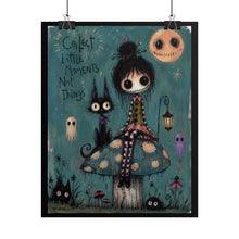 Load image into Gallery viewer, Rolled Poster — Whimsical Girl &amp; Cat Art Print "Collect Little Moments, Not Things"

