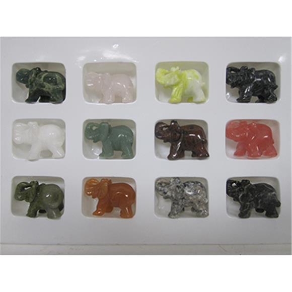 12PC GEMSTONE ELEPHANT SET