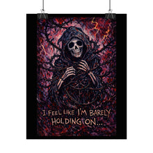 Load image into Gallery viewer, Barely Holding On Skull Poster — Dark Gothic Wall Art
