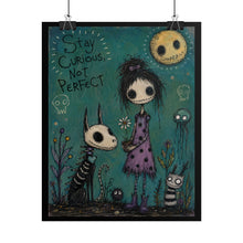 Load image into Gallery viewer, Curious Creatures Under the Moon — Whimsical Goth Print
