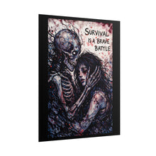 Load image into Gallery viewer, Survival Is a Brave Battle Poster — Gothic Skull Embrace Mental Health Art Print
