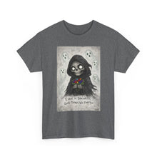 Load image into Gallery viewer, Skull Reaper Tee — “Even in Darkness… Good Things Will Find You” Gothic Halloween T-Shirt
