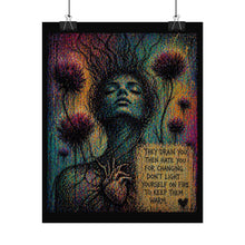 Load image into Gallery viewer, Emotive Surreal Heart Poster – "They Drain You..." Rolled Art Print
