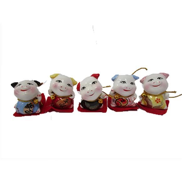 5PC CERAMIC PIG SET