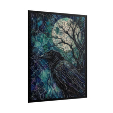 Load image into Gallery viewer, Mystical Gothic Raven &amp; Moon Art Print – Stitched Intricate Night Crow Wall Decor
