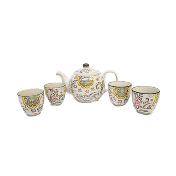 5PC FLOWER DESIGN TEA SET
