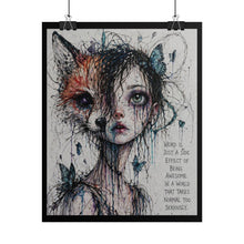 Load image into Gallery viewer, Surreal Fox-Girl Art Poster – "Weird Is Just a Side Effect" Rolled Wall Art
