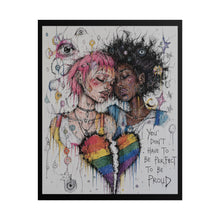 Load image into Gallery viewer, "Perfect To Be Proud" Pride Art | Sketch Style Interracial Queer Couple Poster
