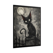 Load image into Gallery viewer, Gothic Moon Cat Poster – Spooky Black Cat Art Print (Rolled Poster)
