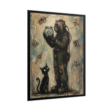 Load image into Gallery viewer, Diver &amp; Cat Art Poster — Whimsical Underwater Vintage Print (Rolled Poster)
