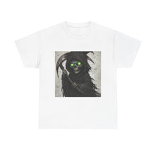 Load image into Gallery viewer, Grinning Reaper T-Shirt — Neon-Eyed Grim Reaper Graphic Tee
