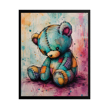 Load image into Gallery viewer, Cute Teddy Bear Wall Art - Whimsical Patchwork Stuffed Animal Canvas Poster
