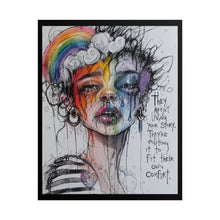 Load image into Gallery viewer, "Living Your Story" Pride Wall Art | Fine Line Sketch Split Color Portrait Poster
