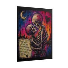 Load image into Gallery viewer, Skull Couple Poster - "Falling in Love" Romantic Gothic Art Print (Rolled Poster)
