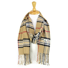 Load image into Gallery viewer, Plaid Cashmere Feel Scarf 12-pack Camel
