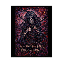 Load image into Gallery viewer, Barely Holding On Skull Poster — Dark Gothic Wall Art
