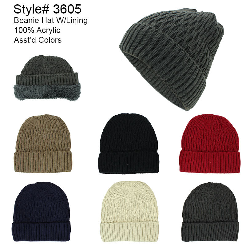 12-pack Wholesale Beanie Hat Winter Knit Hat #3605