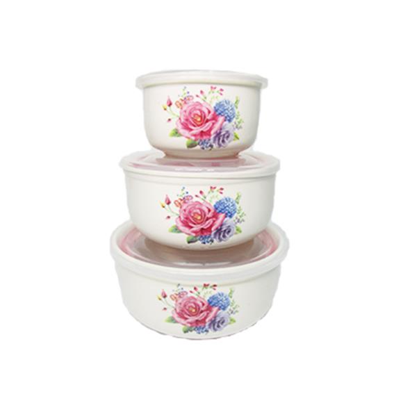 3PC BOWL SET W/FLOWER ASSORTED DESIGN