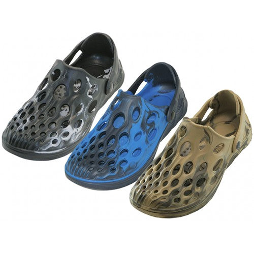 Wholesale Men's 2 Tones Soft Eva Sandals (Asst. Black/Gray, Royal/Black & Green/Khaki)