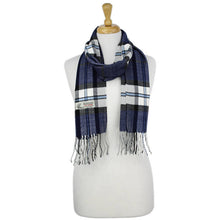 Load image into Gallery viewer, Plaid Cashmere Feel Scarf 12-pack Navy
