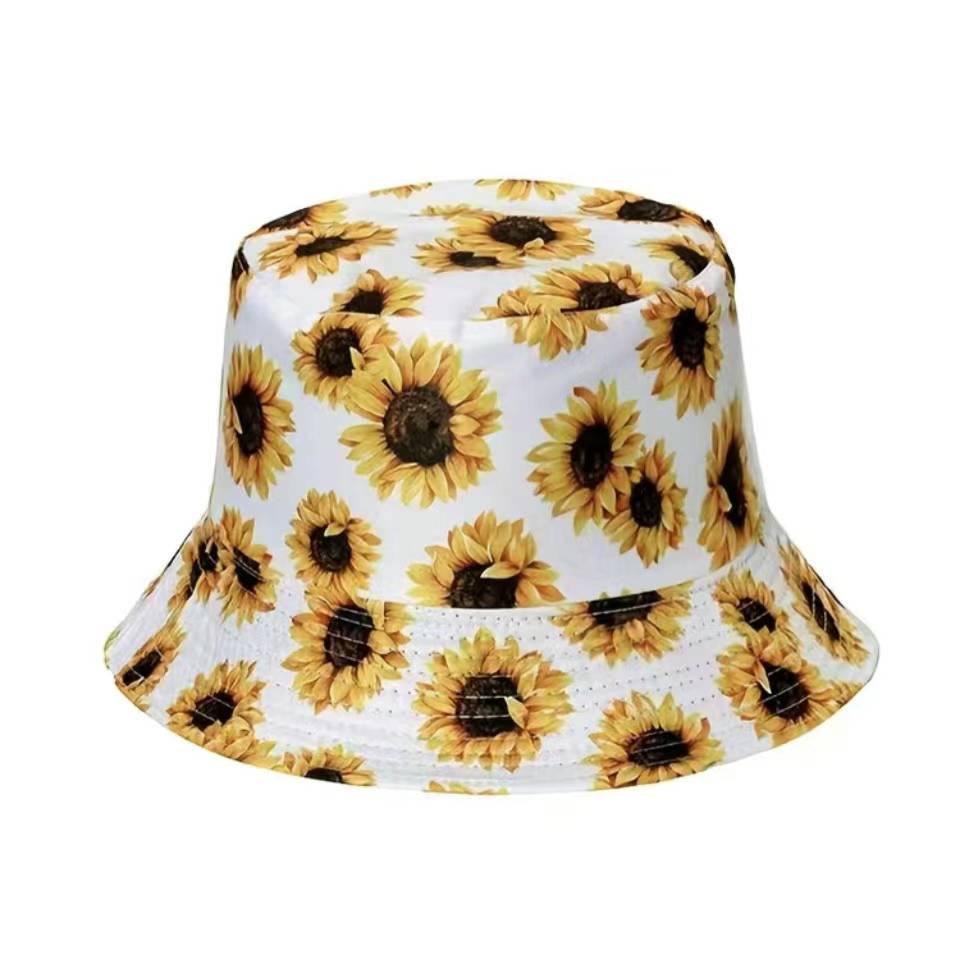 Reversible Sunflower Printed Bucket Hat - White