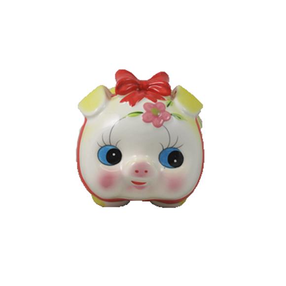 12″ CERAMIC PIGGY BANK W/RIBBON