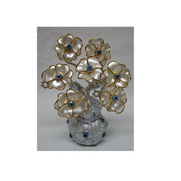 PEARL COLOR FLOWERS W/SILVER MONEY BAG BASE