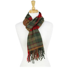 Load image into Gallery viewer, Checkers Cashmere Feel Scarf 12-pack Olive/brn/red
