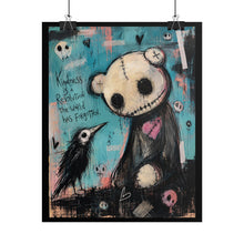 Load image into Gallery viewer, "Kindness Is A Revolution The World Has Forgotten" Teddy Bear Wall Art | Gothic Crow Print
