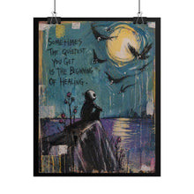 Load image into Gallery viewer, Healing Nightscape Poster — “Sometimes the Quietest You Get Is the Beginning of Healing” Rolled Art Print
