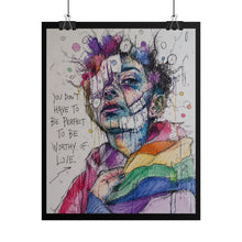 Load image into Gallery viewer, "Worthy Of Love" Pride Wall Art | LGBTQ+ Self-Acceptance Print
