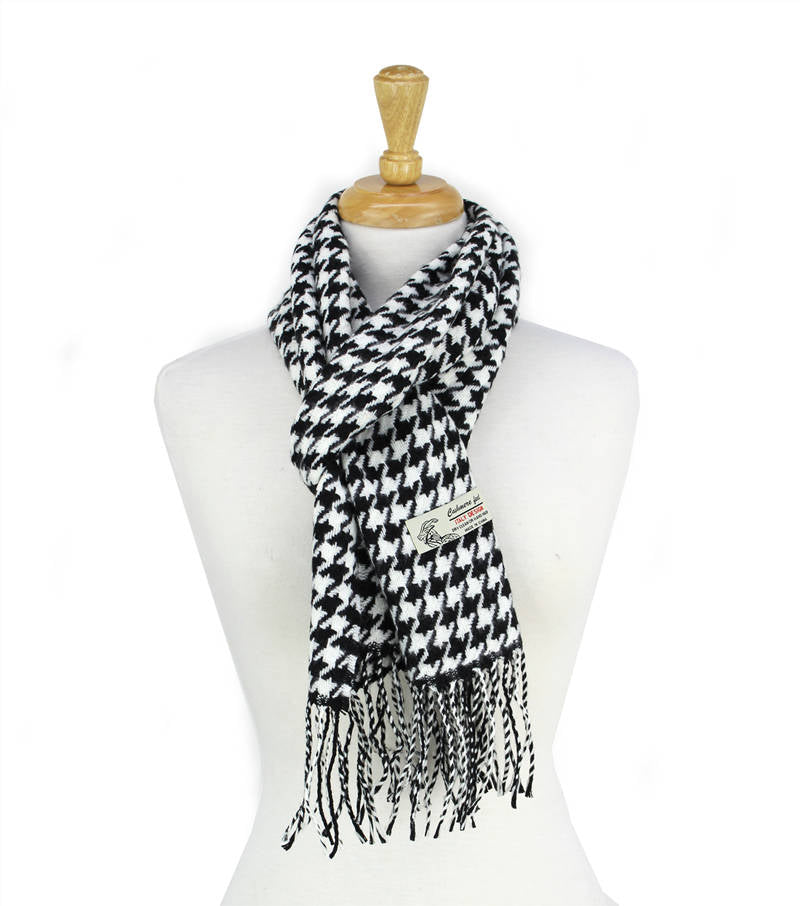 Houndstooth Cashmere Feel Scarf 12-pack