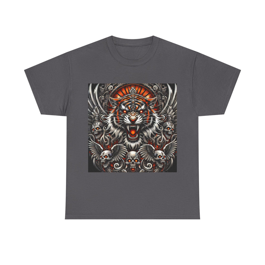 Tiger Skulls Flames T-Shirt - Size S - 5XL