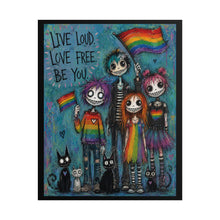 Load image into Gallery viewer, Creepy Cute Pastel Goth Friends Tribe Poster - Multiple Rainbow Pride Flags Canvas Print
