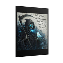 Load image into Gallery viewer, Rolled Poster — 'Don't Let Fear of the Unknown Keep You From Finding the Magic' Grim Reaper Art Print
