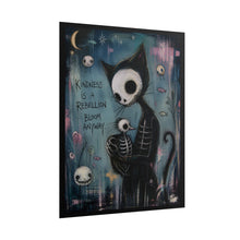 Load image into Gallery viewer, Kindness Is a Rebellion Cat Poster — Gothic Skeleton Art Print
