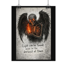 Load image into Gallery viewer, Skull Angel Rolled Poster — "Light Can Be Found Even in the Darkest of Times" Gothic Wall Art
