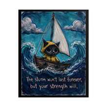 Load image into Gallery viewer, "The Storm Won't Last Forever" Black Cat Wall Art | Nautical Painting Print
