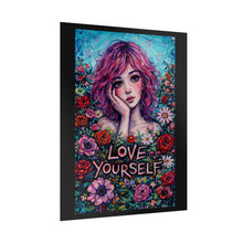 Load image into Gallery viewer, Love Yourself Floral Art Poster — Girl Portrait Rolled Wall Print
