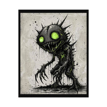 Load image into Gallery viewer, Horror Creature Poster — Neon-Eyed Monster Rolled Art Print
