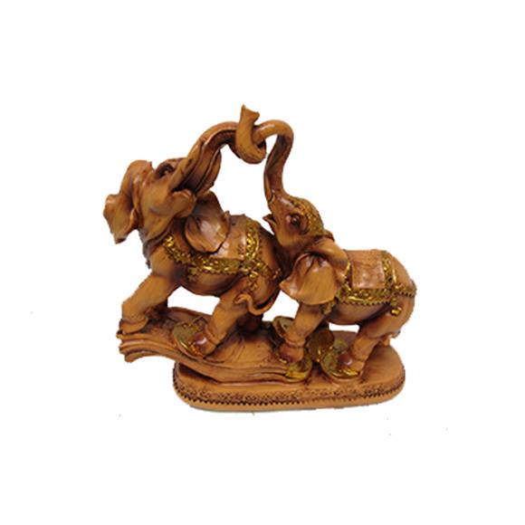 TWO ELEPHANTS IN WOOD COLOR