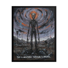 Load image into Gallery viewer, Horror Skeleton Art Poster – "Pain Is Inevitable, Suffering Is Optional" Rolled Wall Art
