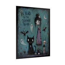 Load image into Gallery viewer, Be Kind to the Strange Things Rolled Poster — Gothic Whimsical Moonlit Fantasy Wall Art
