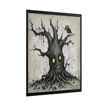 Load image into Gallery viewer, Haunted Tree Poster — Spooky Green-Eyed Tree Art Print
