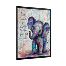Load image into Gallery viewer, Inspirational Baby Elephant Poster — "Keep Growing, Keep Glowing" Rolled Art Print
