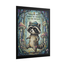 Load image into Gallery viewer, Adventure Raccoon Rolled Poster — "Adventure Awaits, Embrace the Unknown" Inspirational Wall Art
