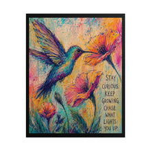 Load image into Gallery viewer, Colorful Hummingbird &amp; Flowers Wall Decor | "Chase What Lights You Up" Inspirational Art
